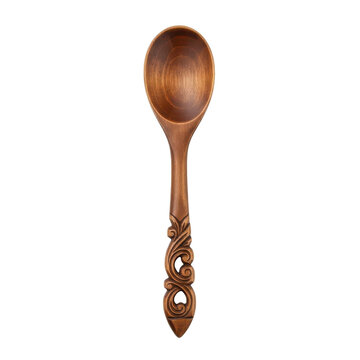 Carved Wooden Spoon Isolated Black