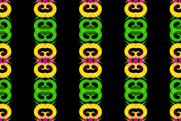 Obraz premium colourful Luxurious batik flower line art pattern of indonesian culture traditional background