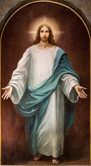 VERCELLI, ITALY - JANUARY 17, 2026: The painting of Jesus in the church Chiesa di san Salvatore by Porta from year 1925.