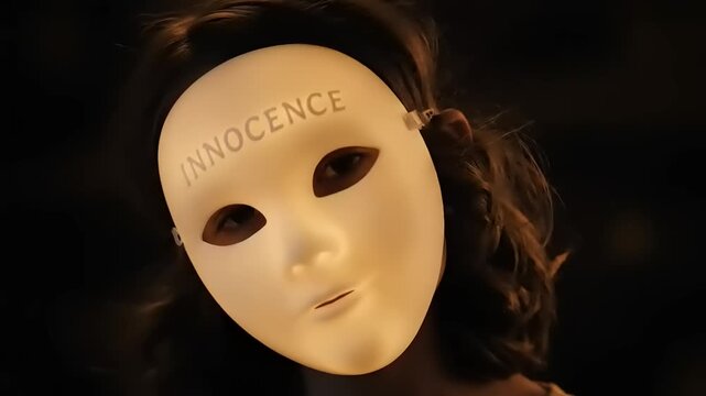 Woman Wearing White Mask with Innocence.