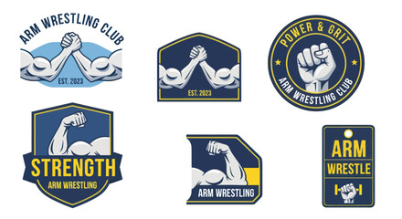 Fototapeta premium Arm Wrestling Club Logos and Emblems Collection