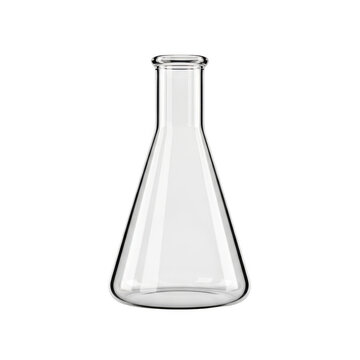A clear glass conical flask