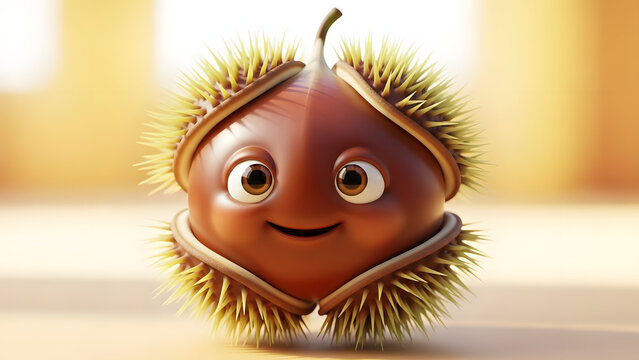 Anthropomorphized Chestnut in a Cozy Setting
