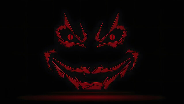 Red Mask on Black Background Evoke Fear