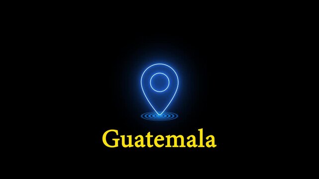 Animated neon blue map pin location marker on black background neon glow gps navigation search finding neon glow gps navigation searc