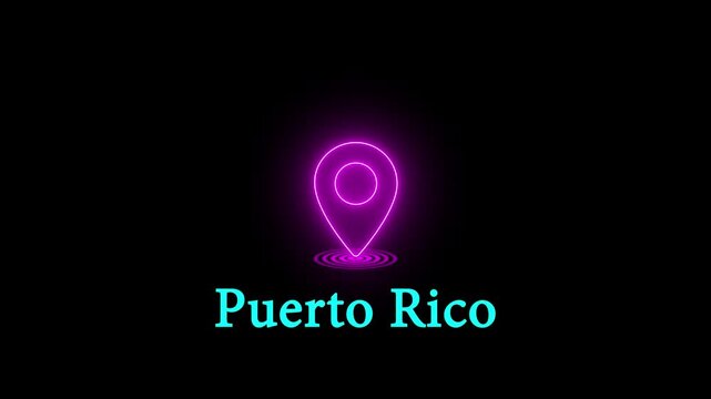 Animated neon pink map pin location marker on black background neon glow gps navigation search finding neon glow gps navigation searc