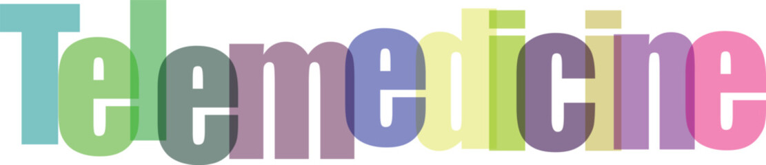 Telemedicine Word Art with Overlapping Colorful Letters