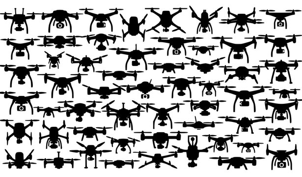 Multi-Rotor Drone Silhouettes &ndash; Vector Set of Quadcopters, Hexacopters, and More
