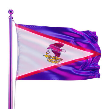 Flag of american samoa with a bird and yellow flowers