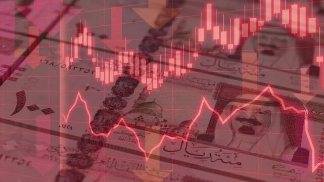 The depreciation of the Turkish Lira is illustrated by market charts, falling stocks in the red, and a layered picture of the financial crisis.