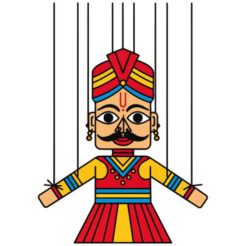 Vibrant traditional Indian Kathputli puppet in colorful attire
