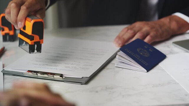 Male embassy worker approving visa to North Korean male applicant, refugee