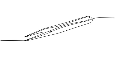 One continuous line drawing of Medical tweezers . Single line of Medical tweezers vector illustration