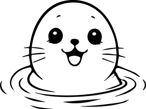 cute baby seal character sea life