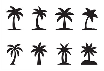 Obraz premium Silhouettes Collection of beach palm tree vector