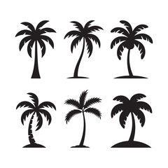 Fototapeta premium Palm Tree Silhouettes Collection vector design