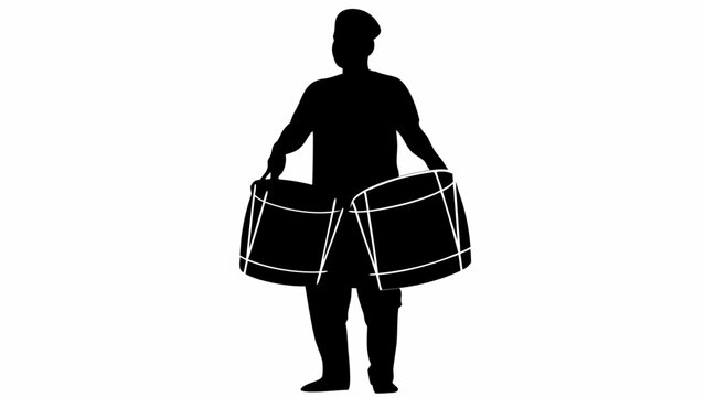 Punjabi dhol player silhouette holding traditional drums festival musician
