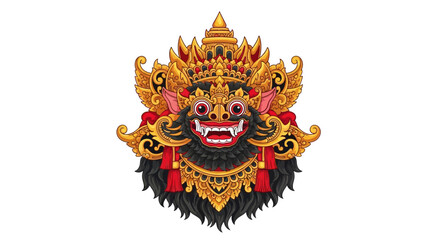 Fototapeta premium Abstract digital art illustration of Balinese mythical creature, colorful vector art on white background