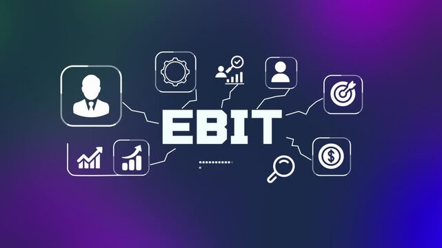 EBIT earnings before interest and taxes financial analytics concept with corporate performance dashboard and business management technology.