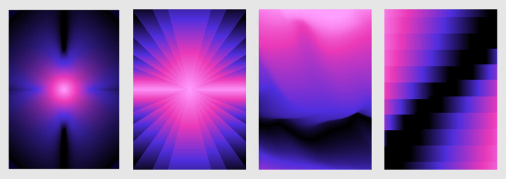 Vector illustration collection - trendy abstract creative minimalist prints and compositions with bright gradient colors - design templates for social media posts and stories, posters and banners