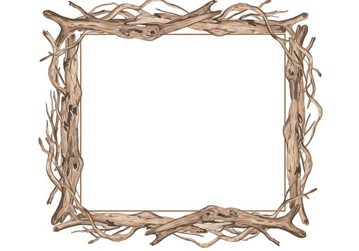 Driftwood Frame: Watercolor Nature Border