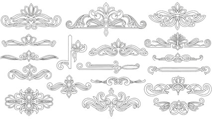 Fototapeta premium The illustration showcases various ornate designs on a white surface.