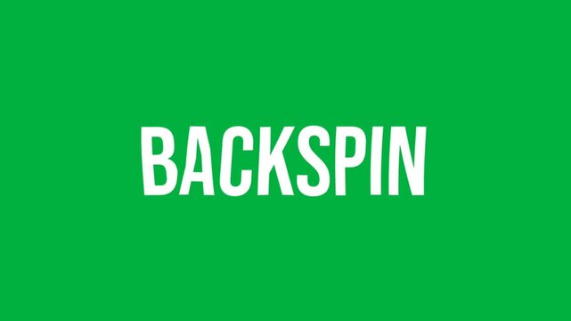 Clean minimal text animation showing the word BACKSPIN on a green background. Ideal for golf videos, sports titles, training content, and golf tournament presentations.