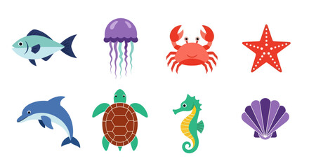 Colorful marine life vector illustration © Adit