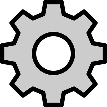 A simple grey line drawing icon of a gear representing settings