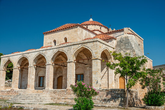 Metamorphosis Sotiros Church (Church of the Transfiguration of the Savior) located inside the Niokastro Castle in Pylos, Greece