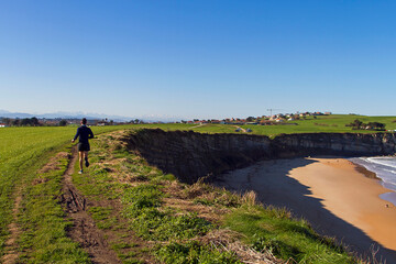 Fototapeta premium Landscape and morphology of the cliff coast in the municipality of Galizano in Cantabria, Spain