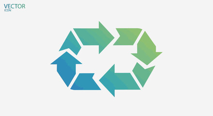 Obraz premium Recycling symbol with arrows in gradient blue and green colors.
