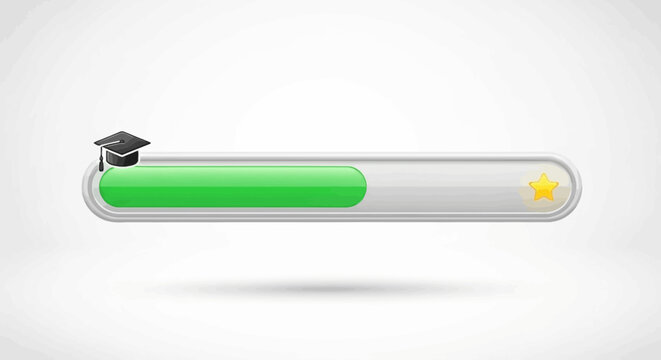 Progress Bar with Graduation Cap Symbolizing Education and Learning.