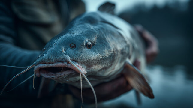 a cat fish catch in river