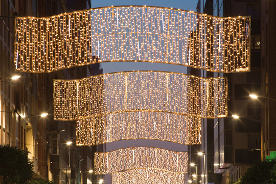 Gij&oacute;n, Asturias, Spain. Christmas lights in the streets