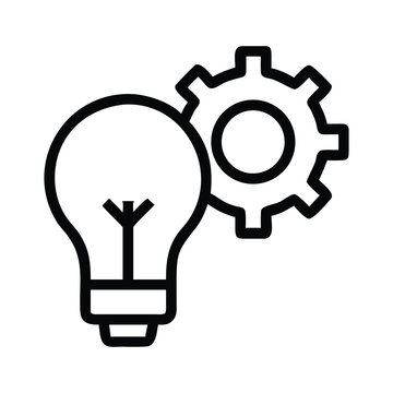 dea and Innovation Light Bulb With Gear Line Icon