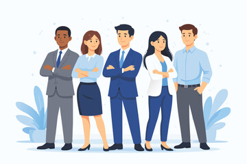 Obraz premium Diverse Business Team Successful Professionals, Collaboration, Corporate, Vector Illustration