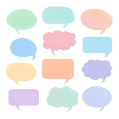 Collection of colorful speech bubbles isolated on transparent background