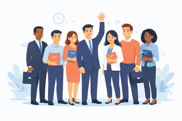 Obraz premium Successful Business Team Celebrating Achievement, Vector Illustration