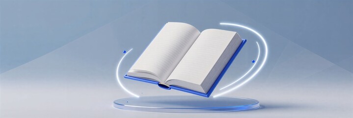 Floating Blue Notebook With Tech Light Effects
