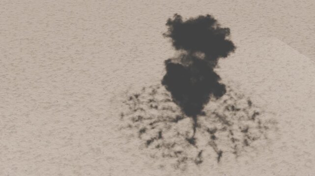Explosion Smoke Cloud Rising From Ground in Sepia Tone