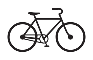 Modern line art bicycle icon with pedal and chain detail, isolated vector graphic for creative use