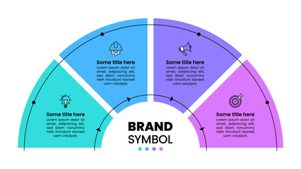 Plakat Infographic template. Semicircle with icons and 4 steps