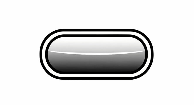 A smooth, glossy, oval-shaped button with a gradient from light grey to dark grey