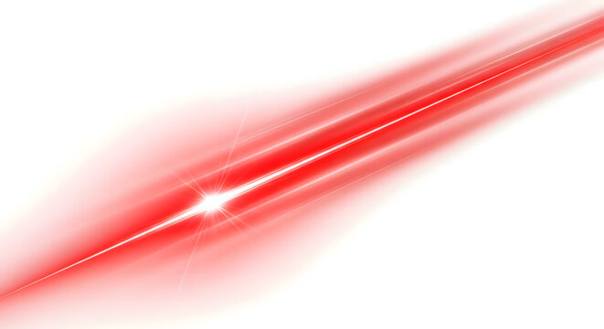 bright red laser beam with a glowing light trail isolated on white background Light Effect