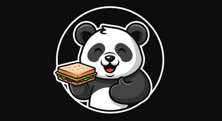 Cartoon panda holding sandwich © Aester