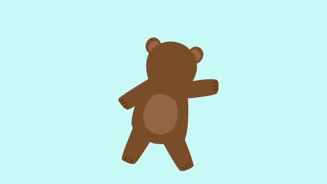 Cute cartoon bear dancing in animation illustration style