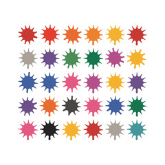 Colorful paint splatters on white background splashes ink blots vector illustration