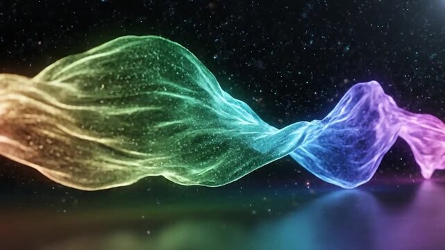 Abstract colorful flowing energy wave in a starry void
