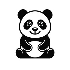 Fototapeta premium Cute baby panda cartoon character smiling with bamboo in a fun vector illustration design